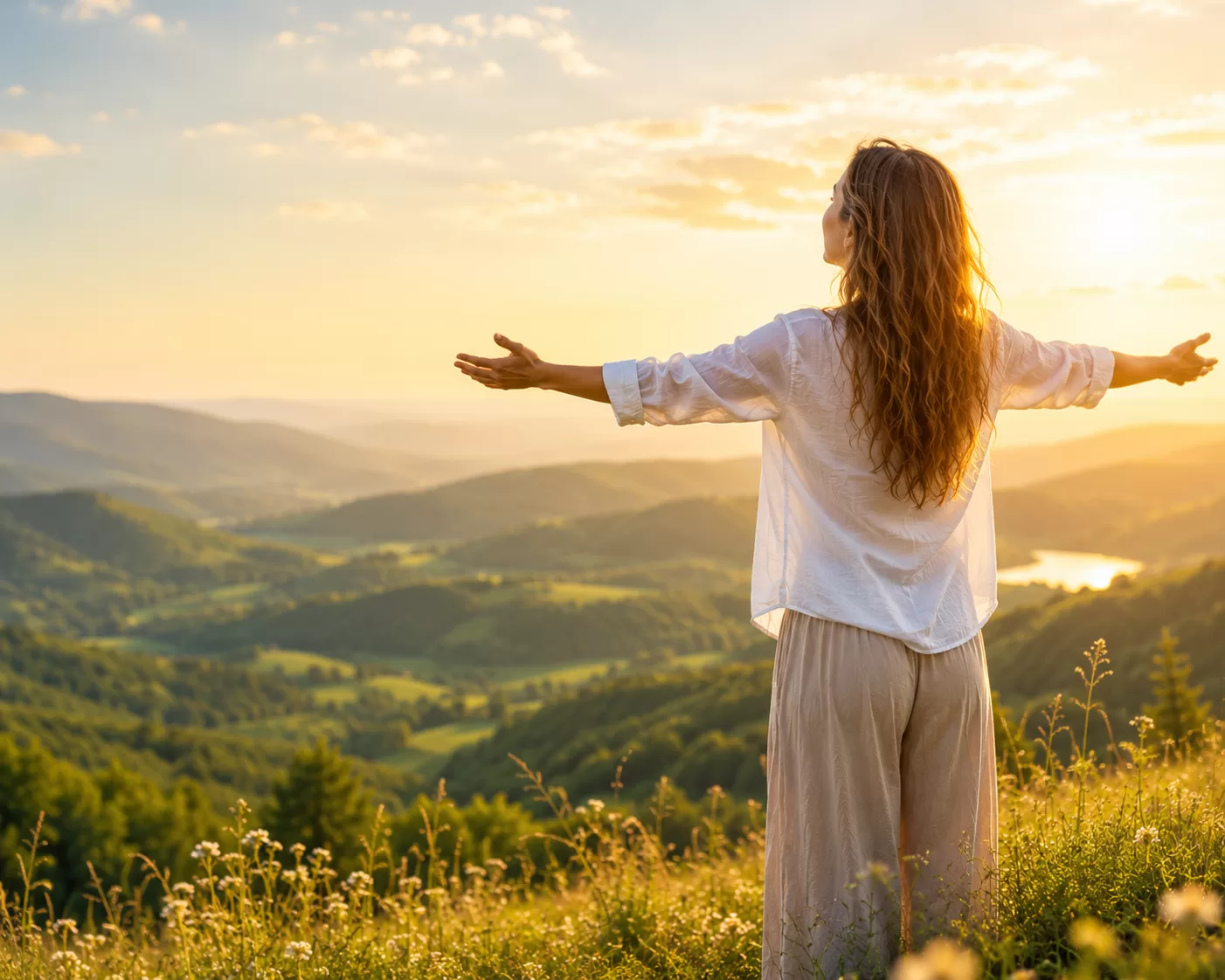 Woman overlooking a beautiful landscape