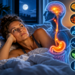 Illustration of sleep disruption during fasting, including wakefulness, metabolism and feeling cold at night