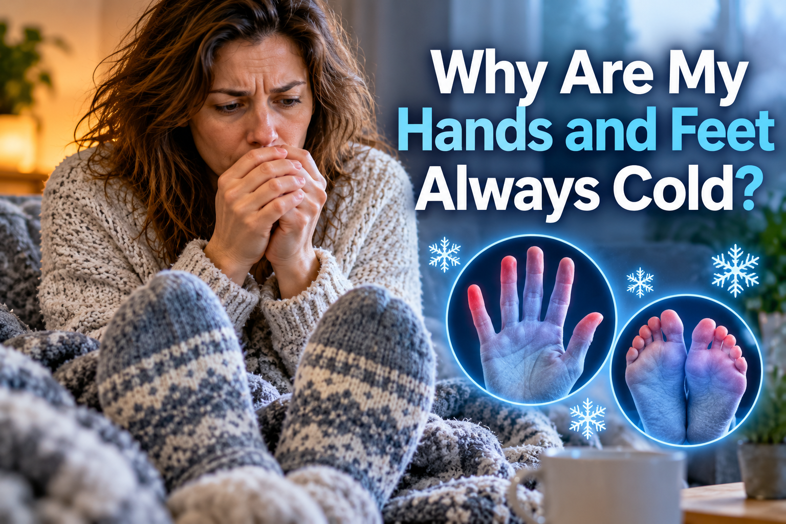 Cold hands and feet illustrating persistent cold extremities