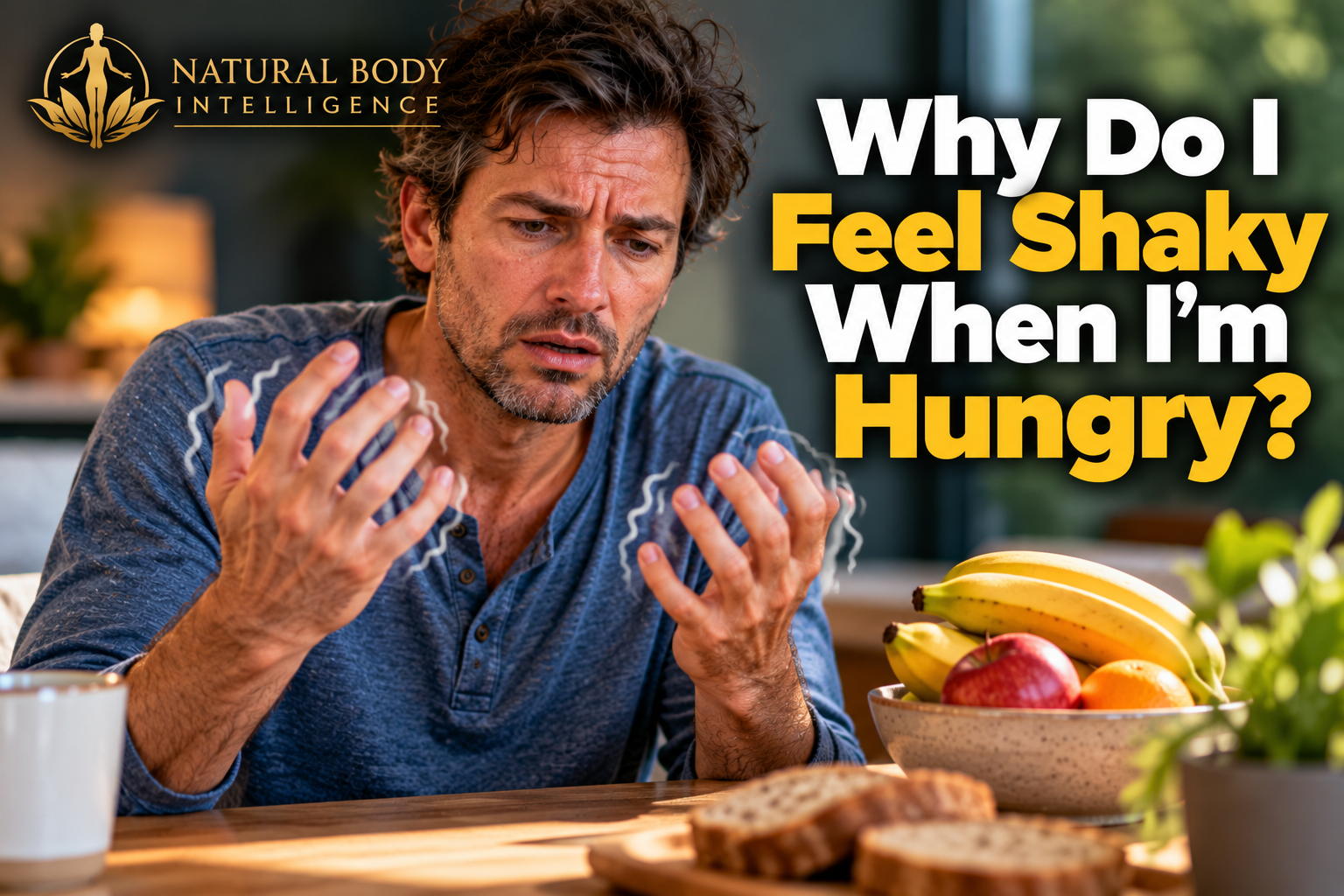 Man experiencing shaky hands and weakness when hungry