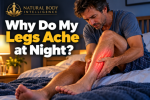 Man experiencing aching calf and leg pain at night